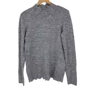 NWT Liz Claiborne soft gray heather lace stitch sweater, S